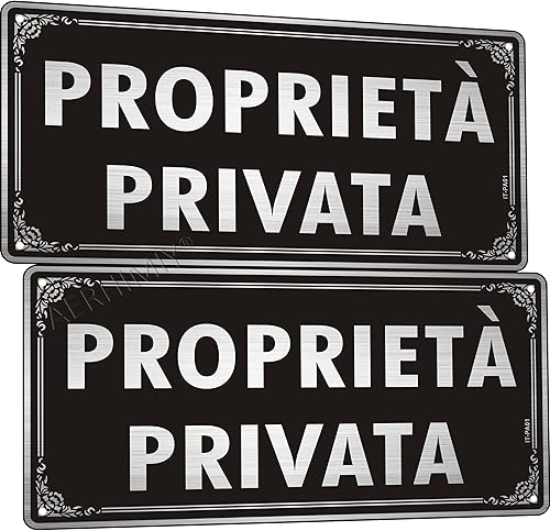 Cartello Proprietà Privata Alluminio Spazzolato 15x30 cm, Cartello Proprietà Privata Metallo Targhetta Proprietà Privata Protezione UV, Impermeabile, Antiruggine, Con fori - Honorern