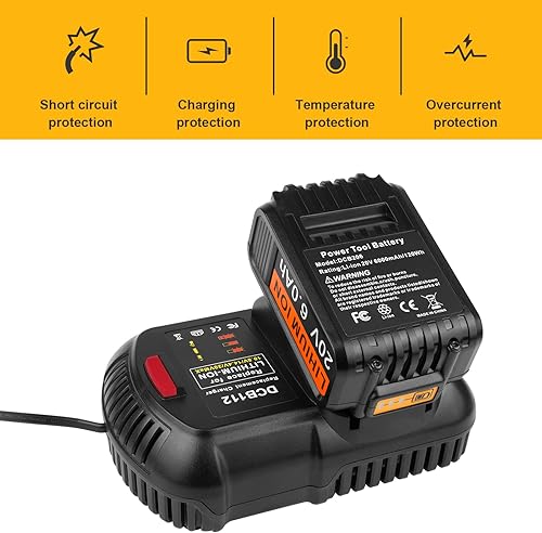 ASUNCELL Caricatore rapido agli ioni di litio da 2,0 A, per batteria DeWalt da 12 V-20 V, per DeWalt DCB112 DCB115 DCB203 DCB204 DCB205 DCB206 DCB201 DCB120 DCB127 - Honorern