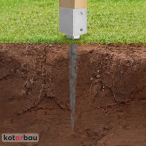 KOTARBAU® Supporto per Pali Quadrati 70 x 70 x 750 mm per Travi in Legno Presa di Terra Manicotto da Terra di Ancoraggio Pali Staffa Palo per Recinzioni Fissaggio Pali Legno - Honorern
