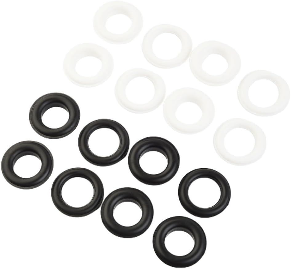 Occhielli di fissaggio a pressione in plastica regolabili interni 15 mm esterno 28 mm colori bianco e nero (10 pezzi nero) - Honorern