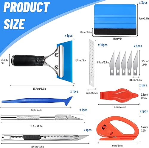 Set di 23 Pezzi Squeegee per Pellicola, CIYIN Set di Attrezzi per Vinile per Auto, Spatola per Cartas Parati, per Installazione Pellicole Auto, DIY, Incisione Artigianales - Honorern