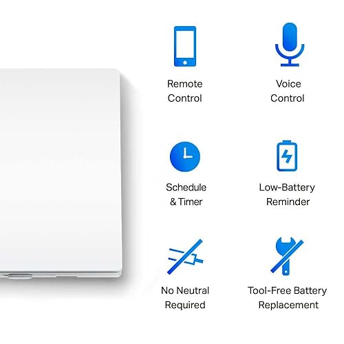 TP-Link Tapo S210 Interruttore Della Luce Intelligente, Smart Light Switch, Telecomando, Controllo Vocale Tramite Alexa o Google Assistant, 1-Gang 1-Way, Cablaggio Super Facile, Hub Obbligatorio - Honorern