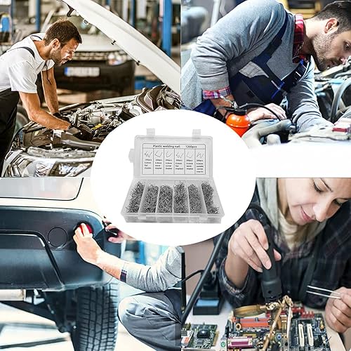 Graffette sSaldatura Plastica, 1200 Pezzi Pezzi Saldatore per Plastica da 0,8 MM e 0,6 MM, Graffette per Plastica in Acciaio,Pretagliato Graffette per Auto Paraurti Riparazione Stazioni Saldanti - Honorern