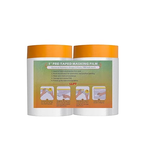 Nastro e Drappo Pellicola per Mascheratura Pre-Nastrata 2 Rotoli 140cm (Non Piegata) x 33m per Verniciatura a Spruzzo per Pareti auto Protezione da Polvere (MFTO1433) - Honorern