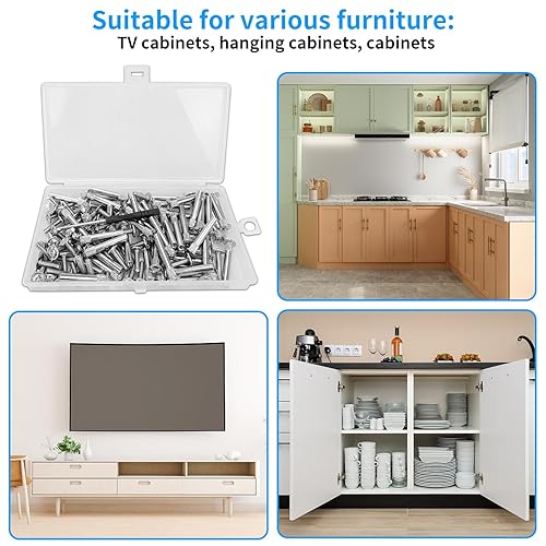 50 Pezzi M5 Viti Di Collegamento (50 Viti Per Mobili Filettatura,50 Viti Per Manicotto) Viti Di Giunzione Connettori Acciaio Nichelato Per Mobili, Armadi, Credenze, Assi Di Legno, Porta Un Cacciavite - Honorern