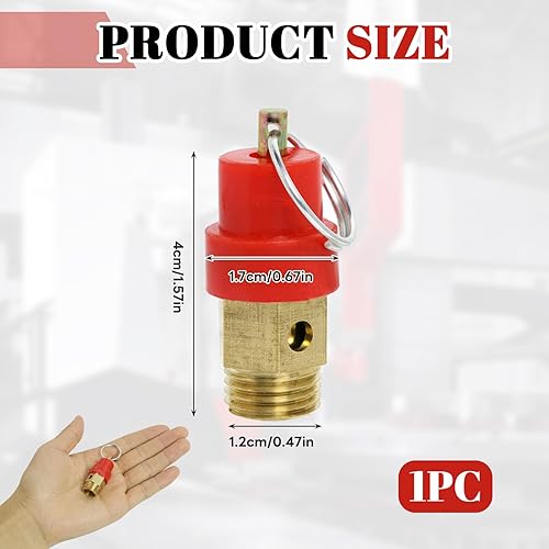 Valvola di sicurezza per compressore ad aria compressa G1/4, filettatura esterna 115PSI, pressione di regolazione rossa, cappello compressore, valvola di sicurezza, 1 pezzo - Honorern