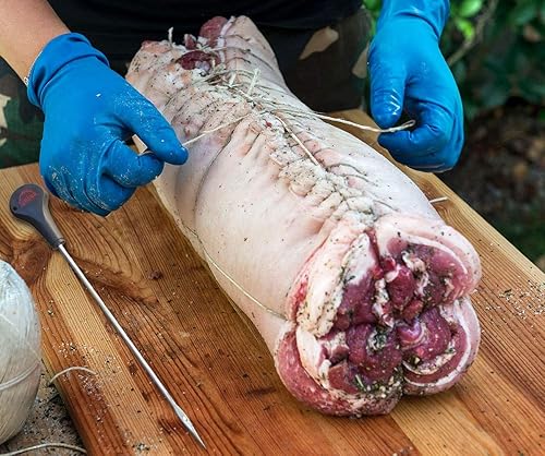 SpitJack Kit di spago per trussing e macellai da 30,5 cm, per cucire maiale, maiale, arrosto di pollo e tacchino. Ago SS da 30,5 cm e corda da cucina in cotone da 40,5 m. - Honorern