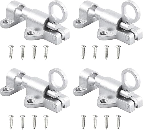 Chiavistelli Automatici a Molla 4 Pezzi Serratura Chiavistello In Alluminio Argentato Chiavistello a Molla Piccolo con 16 Viti per Porta in Legno,Finestre,Ante di Armadi - Honorern