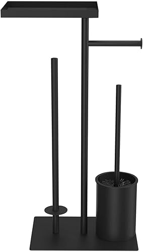 Porta carta igienica in acciaio inox con scopino per WC – Porta carta igienica con scatola per salviette umide, porta carta igienica con spazzola per WC, set per WC con porta carta igienica e scopino - Honorern
