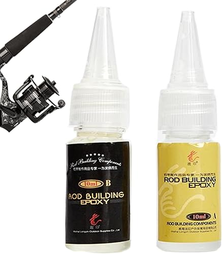 2 pezzi Colla per la riparazione della canna da pesca, colla epossidica epossidica a canna da pesca trasparente da 10 ml, riparazione della punta fai -da -te per zattera, cassetta, anello guida - Honorern
