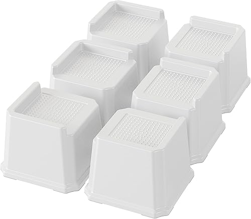 Rialzi per letto da 10,2 cm, resistenti, confezione da 4 pezzi, a forma di L, 0,7 kg, alzata per divano e tavolo, bianco - Honorern