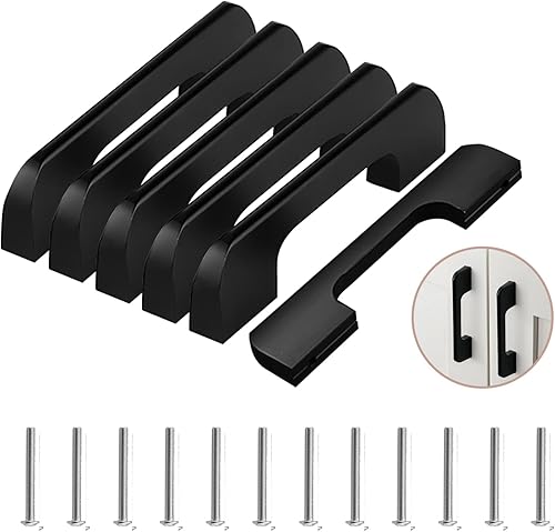 6 Pezzi Maniglie Cucina Distanza fori 160 mm, Maniglie per Mobili da Cucina Nero, Maniglia in Lega di Alluminio per Mobili da Cucina Decorazioni - Honorern