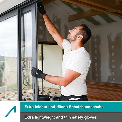 ACE Pure Black - Guanti da lavoro, 10 paia di guanti protettivi delicati per il lavoro, EN 388-09/L (confezione da 10) - Honorern