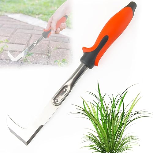 Sarchiatore per Erbacce, Sarchiatrice da Giardino in Acciaio Inossidabile con Sarchiatore con Manico in Legno, Taglia Erbacce Manuale a Falce per Rimuovere Erbacce e Muschio (30 cm) - Honorern