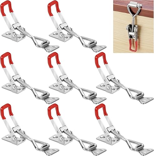 8 Pezzi Chiusura a Leva Regolabile in Metallo Morsetti a Ginocchiera Chiusura a Scatto Rapido Ganci a Blocco Piccolo Toggle Morsetto Regolabile per Armadi, Porte Finestra, Scatole, Casse 100KG - Honorern