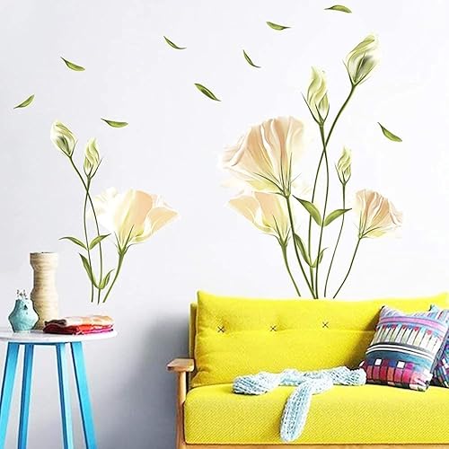 adesivi murali CALLA IN BIANCO (135x97 cm) I impermeabile piastrelle murales adesivi parete fiore piante verde giglio I Decorazione soggiorno camera letto cucina bagno - Honorern
