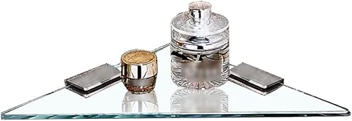 Melairy Mensola in Vetro Montaggio a parete Doccia Mensola Bagno Angolare in Acciaio Inossidabile triangolare temperato 6 mm per Bagno Cucina - Honorern