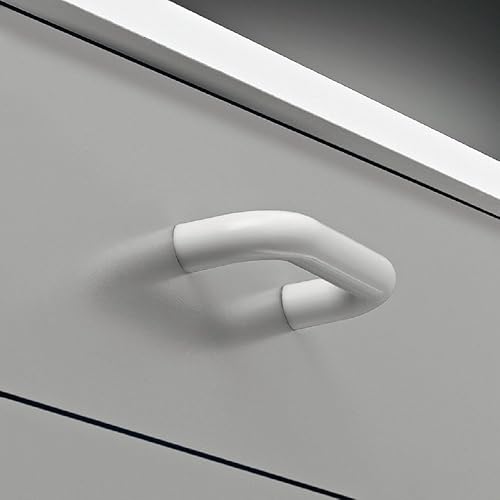 Gedotec Maniglia per cassetti, 64 mm, colore bianco, per cucina, rotonda, H10138, manico ad arco per ante e cassetti, in plastica bianca, made in Germany, 20 pezzi - Honorern