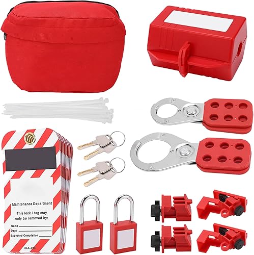 Lockout Tagout Kit Serrature con Lucchetti di Sicurezza Hasps Serrature per Interruttori Loto Tag Borsa per il Trasporto per Prodotti Chimici Industriali - Honorern