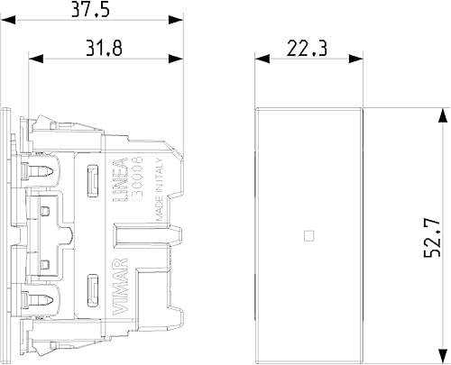 Vimar 30008A.B LINEA Pulsante assiale illuminabile, tasto sostituibile, 2.23 x 5.28 x 3.75 cm, bianco - Honorern