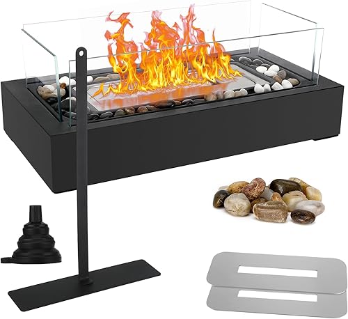 Camino a bioetanolo, fuoco da tavolo per interni ed esterni, camino da tavolo all'etanolo con fiamma regolabile con vetro di sicurezza, adatto per cene, feste, balconi - crea un'atmosfera piacevole - Honorern