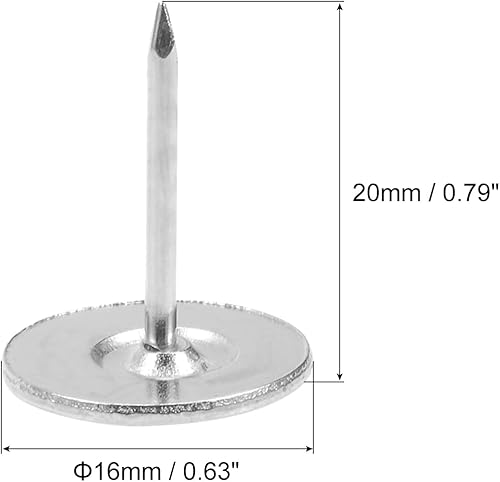 60 Pz Chiodi per Tappezzeria, Testa Piatta da 16mmx20mm per Mobili Decorativi, Chiodi per Mobili, divani, Testate, Argento - Honorern
