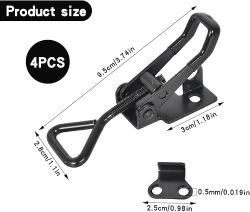 4 Chiusura a Leva,Morsetti Regolabili,Strumento di Sgancio Rapido per Scatole, Morsetto Regolabile,Morsetto di Bloccaggio,Chiusura a Leva in Acciaio Inossidabile - Honorern