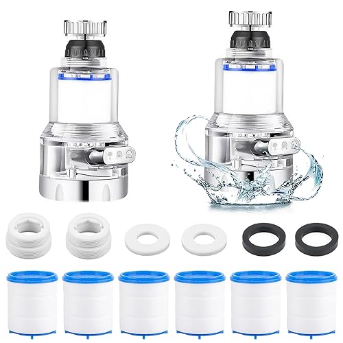 Filtro Rubinetto Acqua, 2 Pezzi Filtro Anticalcare Rubinetto Cucina, Filtro Acqua Rubinetto Depuratore con 4 Pezzi Cartuccia, per il Filtraggio Dell'acqua del Rubinetto Della Cucina - Honorern