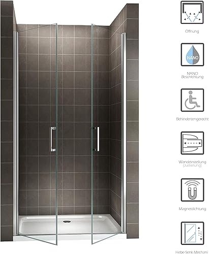 Porta doccia 77 x 195 cm vetro trasparente - regolabile da 77 a 80 cm - Honorern