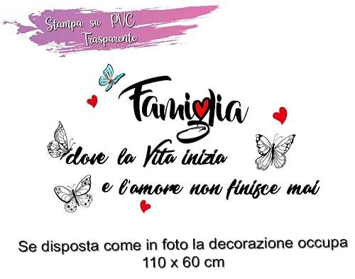 Stickerdesign Adesivo Murale Wall Stickers Frase Citazione Famiglia Amore e Vita Adesivi Murali Decorazione interni Frase - Honorern