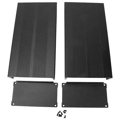 Scatola Alluminio Elettronica fai da te con circuito stampato Projet scatola, alloggiamento di raffreddamento, scatola in lega di alluminio, 55 x 106 x 200 mm (sabbia nera con piastra di piegatura) - Honorern
