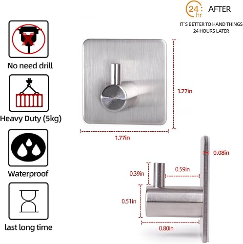 Ganci autoadesivi 4 pezzi ganci adesivi in acciaio inox SUS304 ganci da parete autoadesivi per bagno cucina toilette ufficio - Honorern