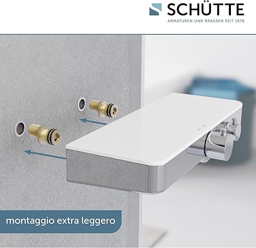 SCHÜTTE 60536 Ocean - Set miscelatore termostatico per doccia, miscelatore a 38 gradi, miscelatore monocomando con ripiano in vetro di sicurezza, grigio, antracite - Honorern