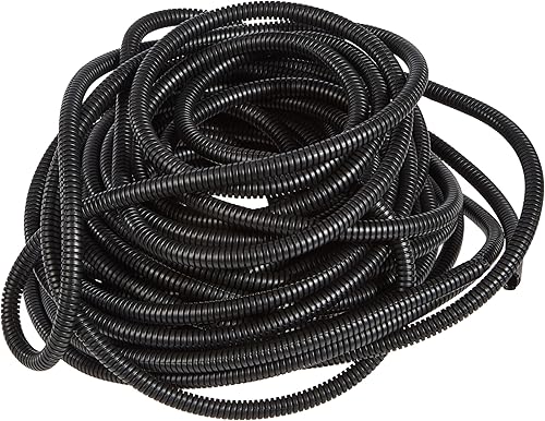 SeKi Tubo corrugato flessibile, diametro interno 7,0 mm, 20 m, aperto, protezione per martore, tubo vuoto, rivestimento per cavi – nero, Ø 7,0 mm, interno - Honorern