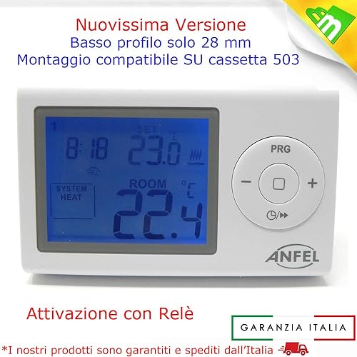 Cronotermostato Digitale, Bianco con display retroilluminaco e blocco tasti EASY 7XL ANFEL CDE-7XL - Honorern