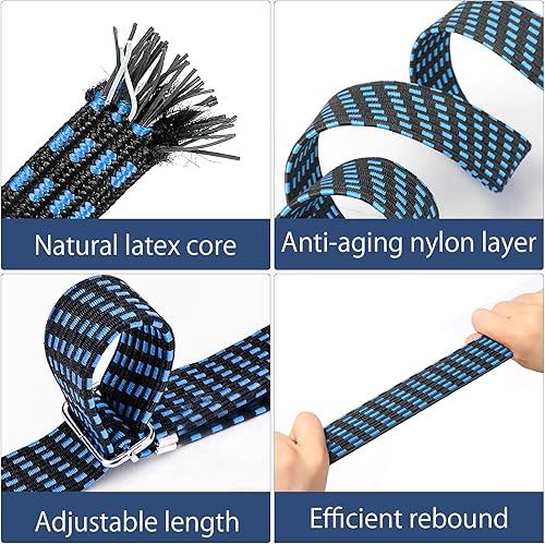 Elastico con gancio, 4 espansori regolabili con gancio, 1 m, tenditore per bagagli, cinghia di tensione per bicicletta, in gomma con gancio, cinghie di tensione per bicicletta, gancio in - Honorern