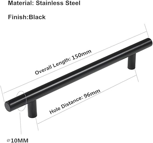 20 Pezzi Maniglie per Mobili da Cucina Maniglie nere per Armadietti - maniglie per mobili inox maniglie per mobili da cucina acciaio inox distanza fori 96mm - Honorern
