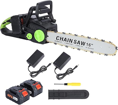Motosega, motosega senza corda, motosega a batteria da 16 pollici, elettrico a catena a motore senza spazzola, motosega a mano ramo di carpenteria a carica rapida con serratura di sicurezza - Honorern