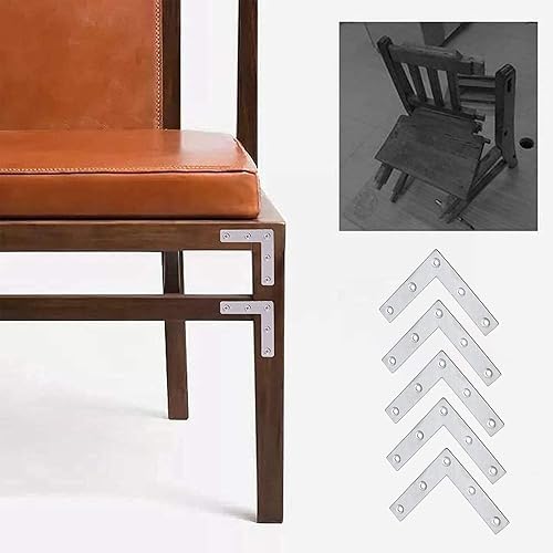 10 Pezzi Staffa angolare piatta a forma di L, Staffa Angolare Piatta, Angolari Piatta Gradi Supporti, Squadrette Angolar a Forma di L, per mobili in legno, armadi, tavoli e sedie - Honorern