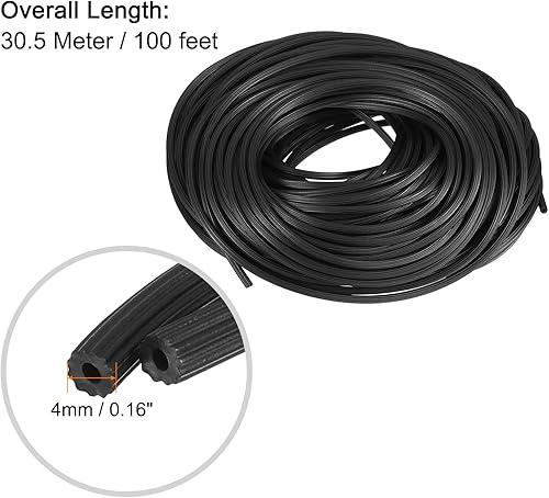 Filo per Schermo, 0,16'x100 Piedi Spline Fermo per Riparazione Schermo Finestra Rotonda per Sostituzione Zanzariere Porte Finestre, Nero - Honorern