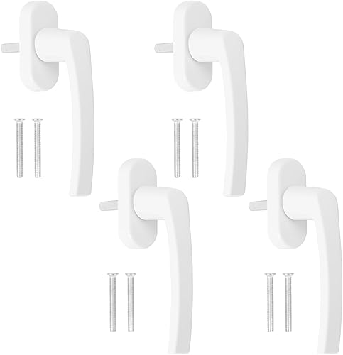 4 Pezzi Maniglia Finestra, Maniglie per Finestre in Legno, Maniglie per Finestre, Maniglia Porta Finestra con 8 Viti per Finestre, Porte del Patio e Porte del Balcone (Bianco) - Honorern