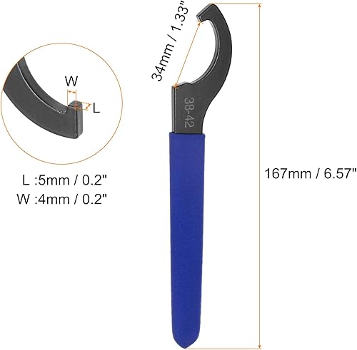 Chiave a Gancio C Chiave 38-42 Dado Shock Wrench Mandrino in Acciaio Dado con Impugnatura Antiscivolo Blu per Serraggio Tornio - Honorern