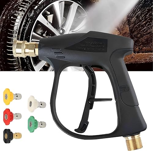 Pistola Idropulitrice, Lancia Idropulitrice, con 5 Ugelli Spray, con Connettore Rapido da 1/4' M22 14mm, Adattatore per Lavaggio Auto per Pulizia Auto, Pulizia Della Casa - Honorern