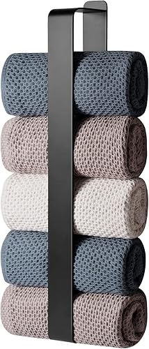Portasciugamani senza foratura, porta asciugamani per ospiti, autoadesiva, porta asciugamani da bagno, in acciaio inox, montaggio a parete (nero, 42 cm) - Honorern