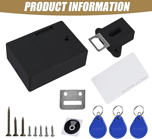Sensore per scheda IC a batteria, serratura intelligente, serratura per cassetti, serratura digitale nascosta invisibile fai da te, senza foro perforato, nero (batterie non incluse) - Honorern