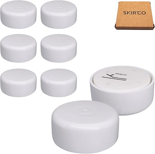 SKIR'CO Confezione da 4 gambe per mobili in plastica regolabili in altezza, rotonde, Ø 55 mm, autoadesive, con adesivi (4, bianco) - Honorern