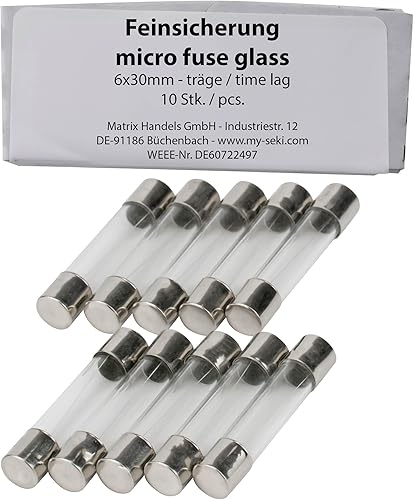 Confezione da 10 fusibili SeKi 4A, 6 x 30 mm, fusibili in vetro 250 V - Honorern