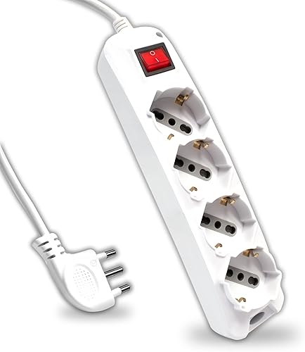 V-TAC Multipresa Elettrica con Interruttore e Cavo da 1,5 Metri - 4 Prese 10/16A Bipasso + Schuko - Spina 16A - Ciabatta Presa Elettrica per Casa, Ufficio, Negozio - Colore Bianco - Honorern