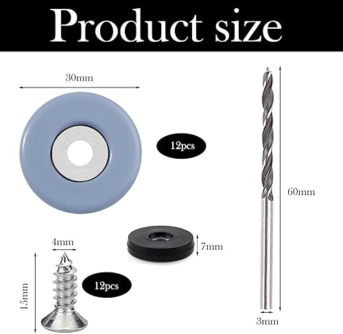 Piedini per Mobili in Teflon 12 pezzi Ø 30mm Tondo con Vite Blu per Mobili Scivoli per Sedia - Honorern