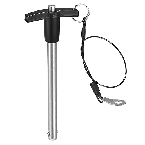 T Maniglia Perni blockggio, 25/64' Perno Diametro 3-15/16' Utilizzo Lunghezza Inossidabile Acciaio Pulsante Rapido Rilascio Perno con Cordino Cavo (10mm-100mm) - Honorern